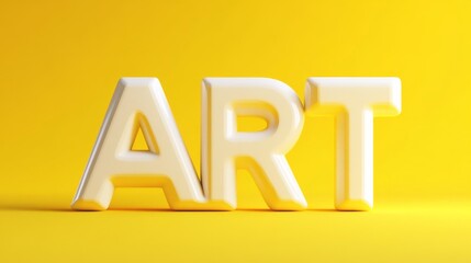 White 3d art text on yellow background