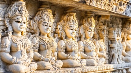 Obraz premium Indian stone carvings and sculptures, no one in the frame, with ample copy space.