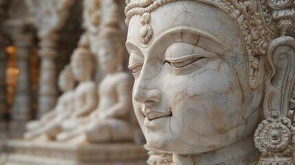 Obraz premium Indian stone sculptures with intricate details, no people present, leaving room for text.