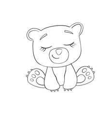 Baby Bear line art. Coloring page of Cute Cartoon Bear for kids coloring book