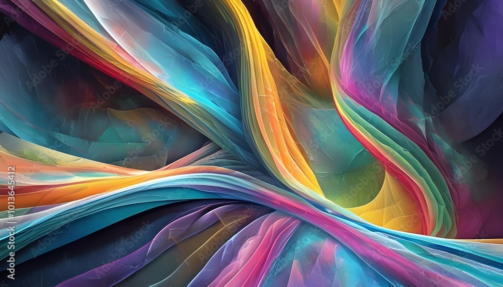 Poster a vibrant abstract background with colorful swirling lines and a psychedelic floral pattern
