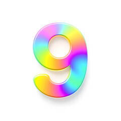 3D icon, number 9, white background vibrant colors. Generative AI