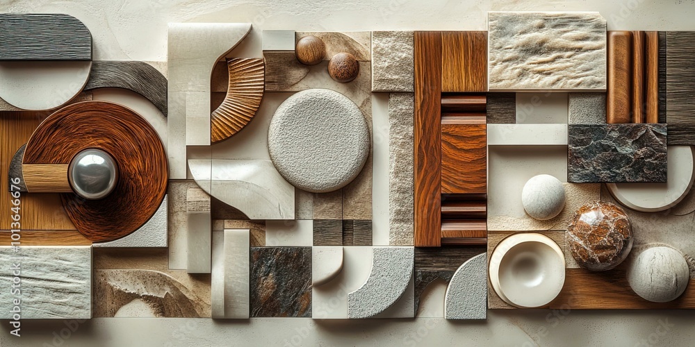 Poster creative typographic composition with artistic abstract elements and textures