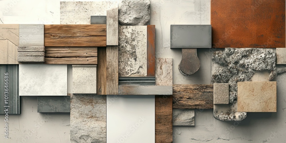 Poster creative typographic composition using mixed textures and materials