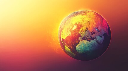 Holographic Globe Displaying Climate Crisis Hotspots, Infographic Style, Bright Colors, Digital Art Representing Global Warming Data
