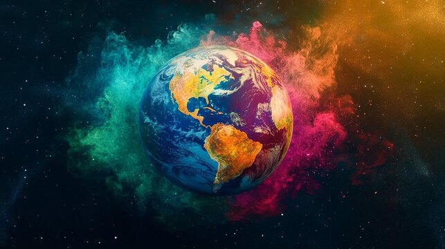 Holographic Globe of Climate Crisis, Interactive digital representation, Hotspots highlighting global warming impacts, Engaging infographic design, Vibrant colors