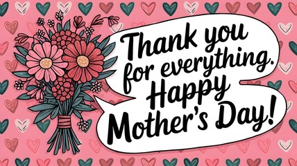Fototapeta premium Handmade Mother’s Day card with flower bouquet