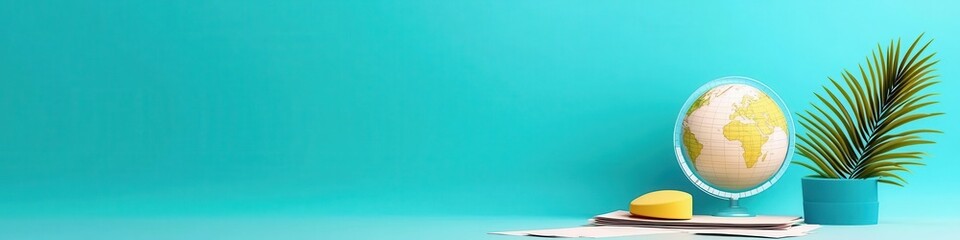 Travel insurance policy, globe and documents, 3D illustration,