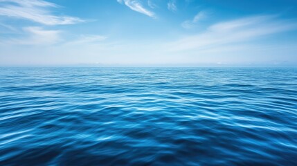 Stunning view of the sea beneath Europe, calm blue waters, no fish, with ample room for copy.