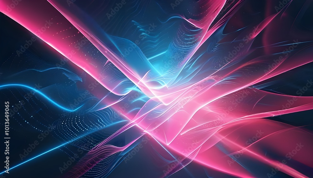 Poster the image could be named glowing abstract waves of light and color in motion