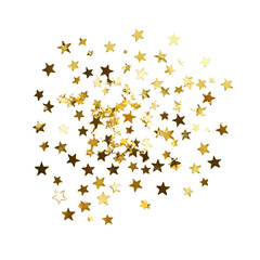 Fototapeta premium Golden star confetti on transparent background