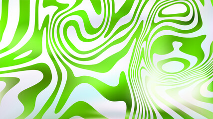 Abstract white green fluid swirl bg. Liquid line surface.