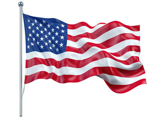United States Flag Waving on Transparent Background