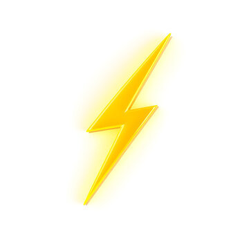 recommend clip art: Acrylic yellow thunder icon 3d render isolated on white background. Generative AI