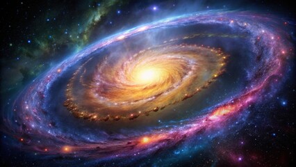 Spiral galaxy with vibrant colors and twisting arms , space, astronomy, stars, universe, cosmic, Milky Way