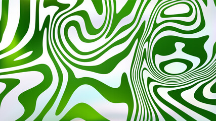 Abstract white green fluid swirl bg. Liquid line surface.