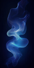 Abstract flowing blue smoke on a dark background creating a serene and mysterious atmosphere