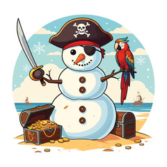 Playful Snowman Vector Illustration 