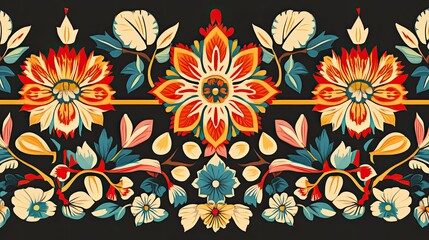 Traditional South Asian textile design with intricate embroidery, no people, leaving room for text.