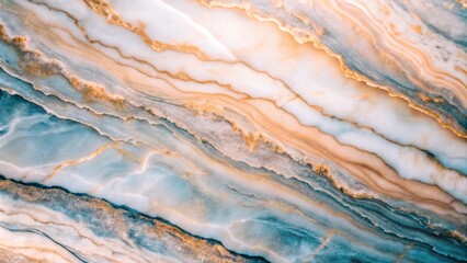 Fototapeta premium Abstract background with blue, white, and gold swirling marble texture.