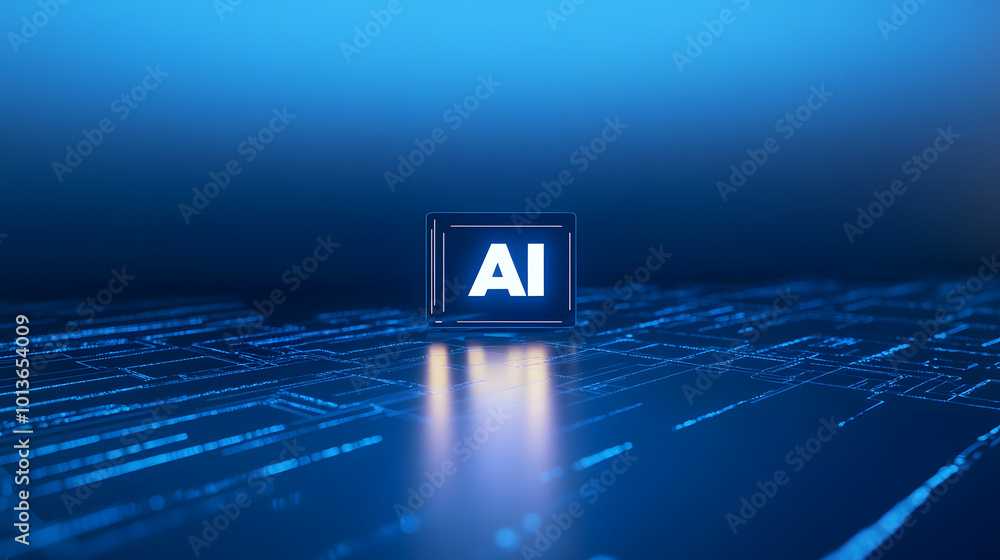 Aufkleber a minimalist design with the title ai prominently displayed in the center of a plain blue background