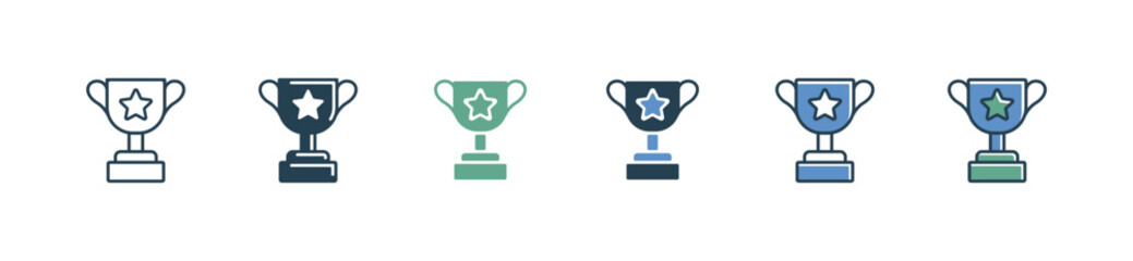 simple trophy star award cup icon set first place competition winner prize signs vector illustration for web and app