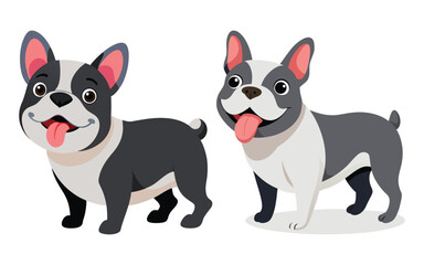 Adorable French Bulldogs in different Color Variations Vector Illustration