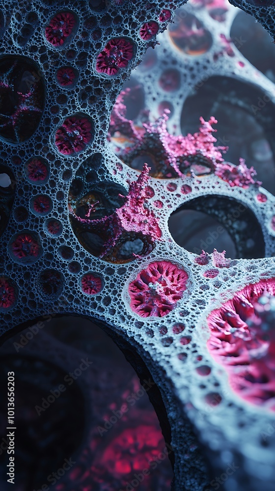 Poster exquisite abstract fractal design with radiant colors and intricate textured patterns