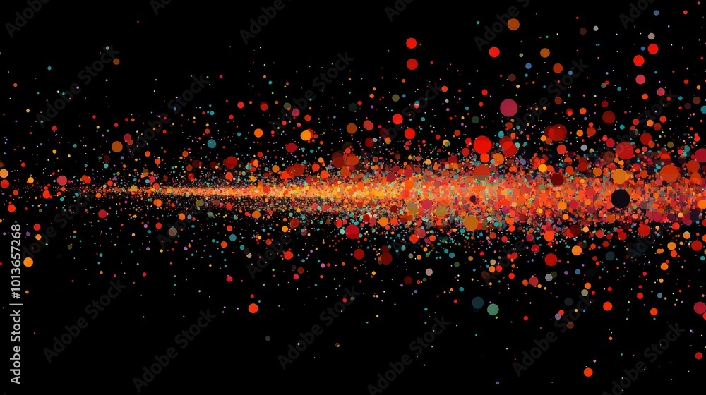 Poster abstract background of colorful circles with a central stream of light