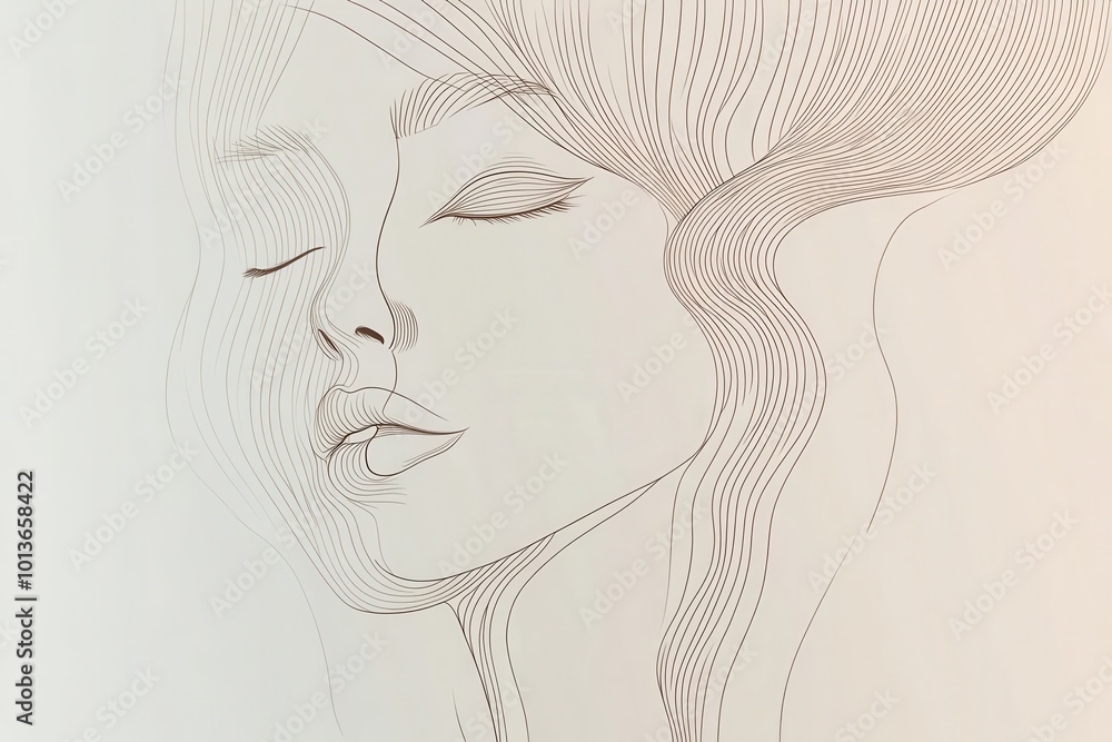 Aufkleber delicate, intertwined lines create the graceful outline of a female face, conveying tranquility and 
