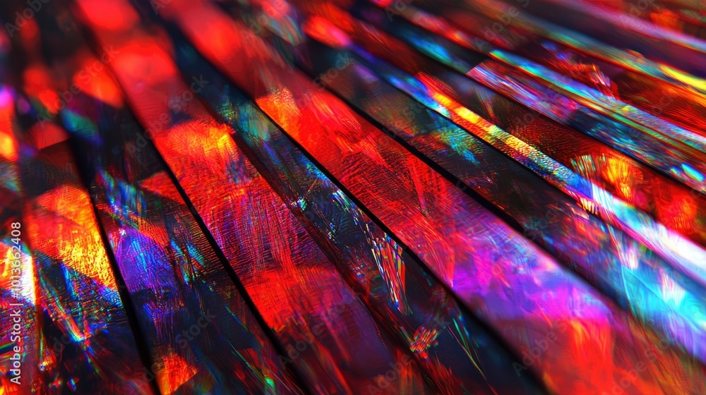 Poster abstract background with diagonal lines and shimmering colors