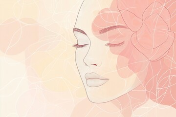 This artwork features a seamless blend of a rose petal and a woman's face, capturing elegance and beauty in minimal lines. Generative AI