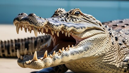 Fototapeta premium Explore the majestic world of alligators through this high-resolution 8K photography collection. Each image captures the raw beauty, power, and mystery of these ancient reptiles in their natural habit