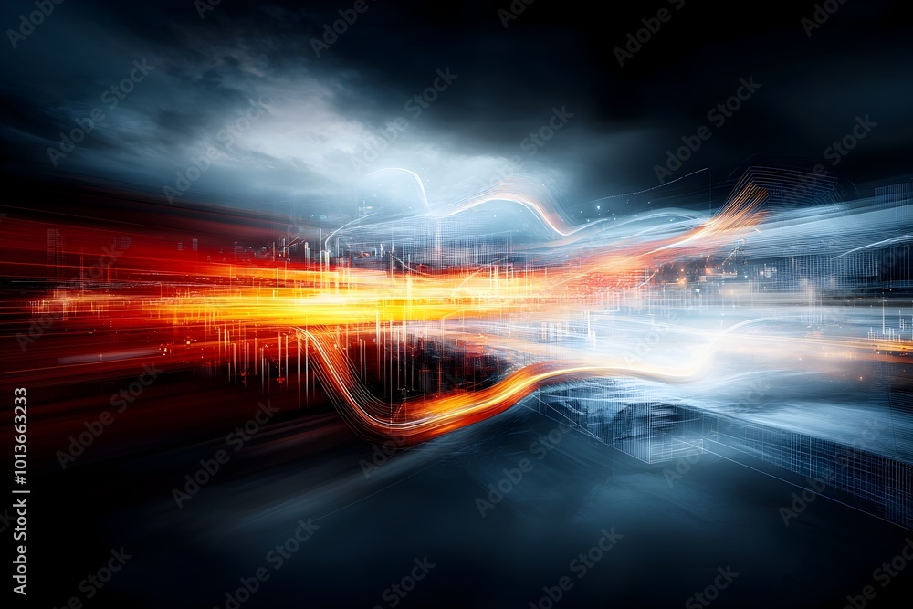 Fototapete conceptual abstract art piece showcasing a futuristic smart transportation grid with interconnected 