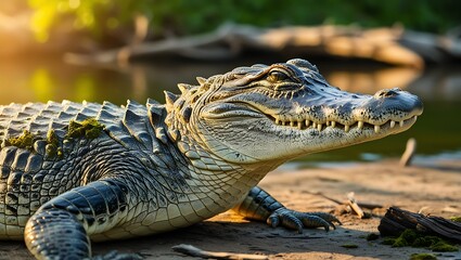 Fototapeta premium Explore the majestic world of alligators through this high-resolution 8K photography collection. Each image captures the raw beauty, power, and mystery of these ancient reptiles in their natural habit