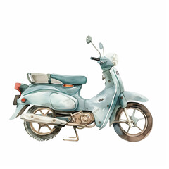 Beautiful Motorcycle Watercolor Clipart, Motorbike Colored Design for Your Corporate and Business Graphic Resource or Creative Project, Ai Generative