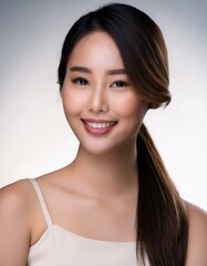 A woman with radiant skin and a gentle smile, showcasing the beauty of natural confidence.