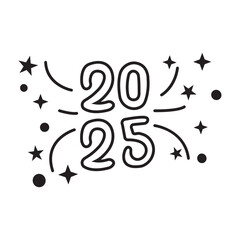 Happy New Year 2025 text design. Cover of business diary for 2025 with