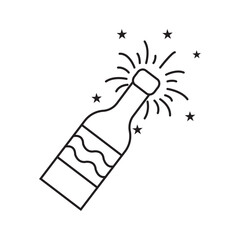 christmas, new year , happy celebration, party thin line icons set, such as music, gift, firework, confetti, food and wine