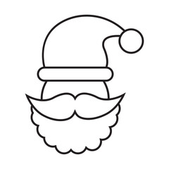 santa claus face beard moustache happy xmas christmas new year outline thin line vector icon