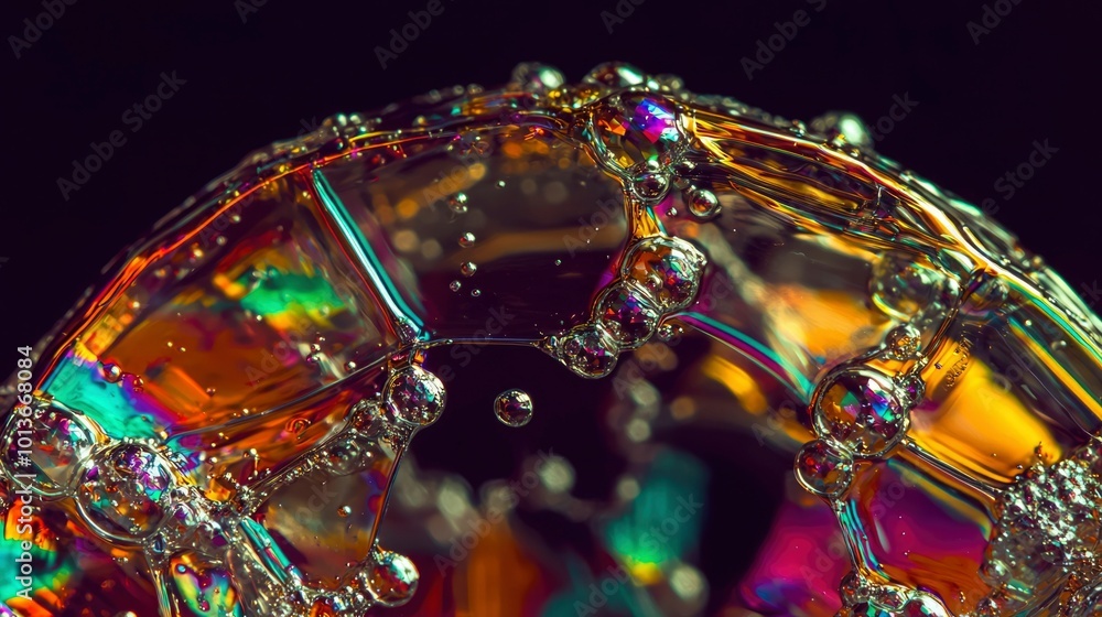 Poster a close-up view of a multicolored soap bubble