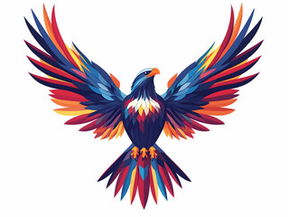 Fototapeta premium Flat Eagle Emblem with Folded American Flag - Proud to Serve Patriotic Vector Design Celebrating Veterans