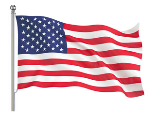 Fototapeta premium United States Flag Waving on Transparent Background
