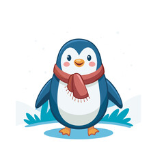 Fototapeta premium penguin on snow cartoon Vector illustration