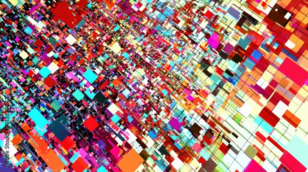 Poster abstract 3d geometric pattern with vivid colors and glassy texture