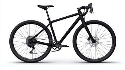 Fototapeta premium Sporty black bicycle on a white isolated background.
