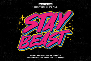 Streetwear retro vintage editable text effect for t-shirt design, urban street wear editable font vector style