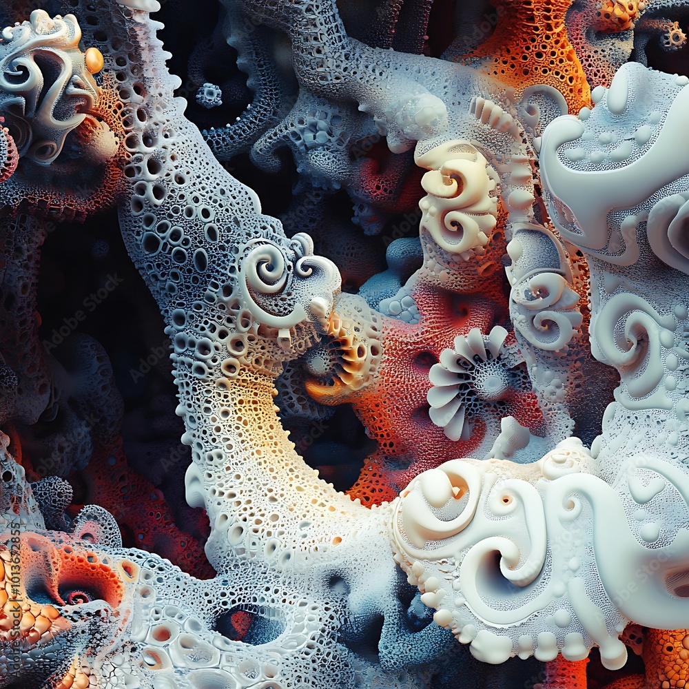 Poster abstract fractal artwork with striking colors and mesmerizing textured patterns