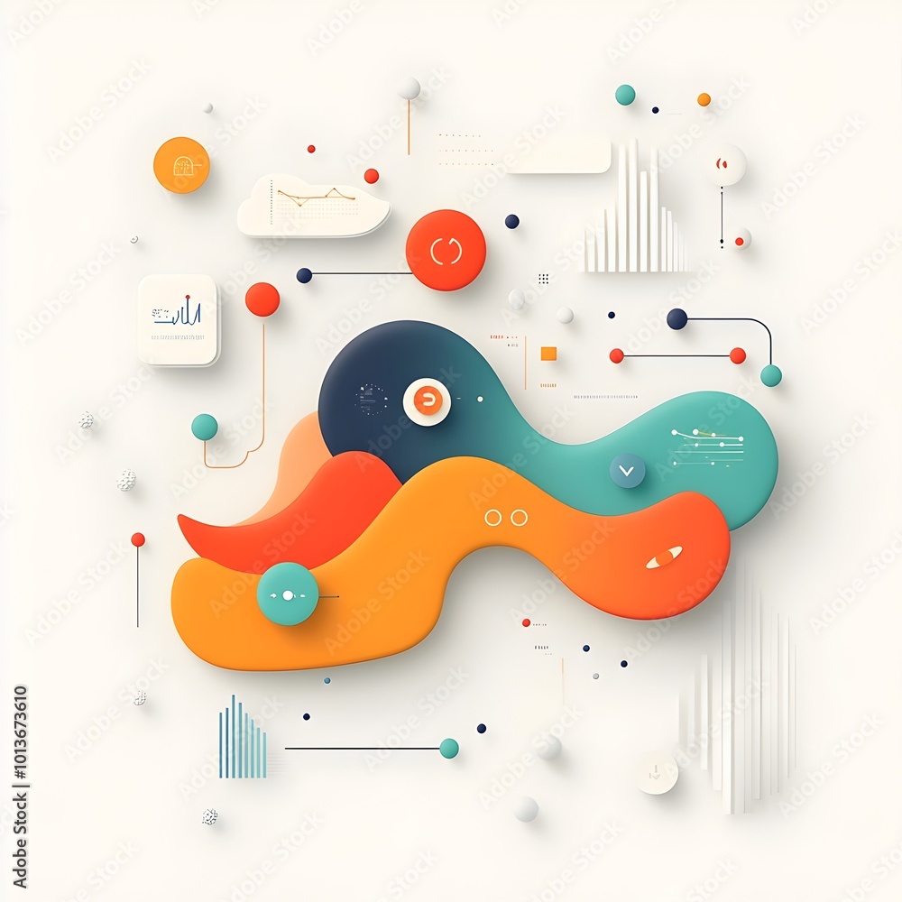 Poster minimalist digital design composition featuring clean lines soft textures and dynamic data visualiza