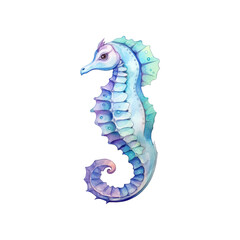 Fototapeta premium Seahorses are swimming among blue underwater plants in the ocean. Ideal for marine life, nature, or underwater themed designs. Generative AI